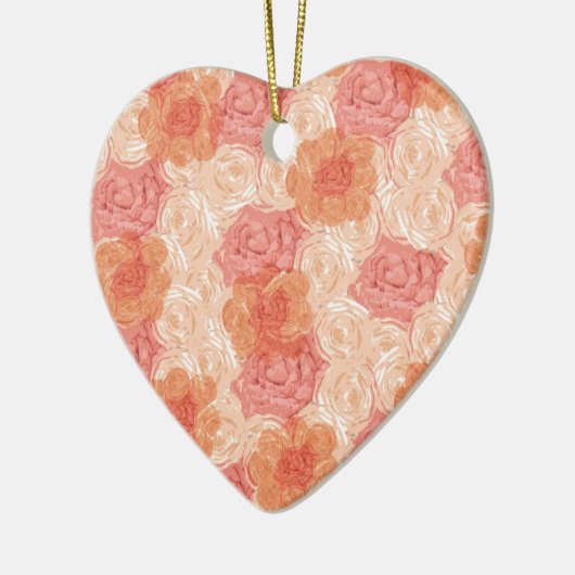 Peach pastel  roos patroon keramisch ornament (Links)