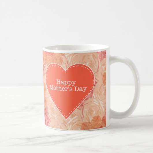 Peach pastel  roos patroonpatroon Moederdag mok (Rechts)