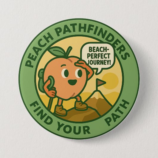 Peach Pathfinders Vind Je Pad Ronde Button 7,6 Cm (Voorkant)