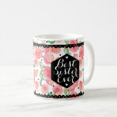 Peach Patroon Beste zuster ooit op maat Koffiemok (Voorkant rechts)