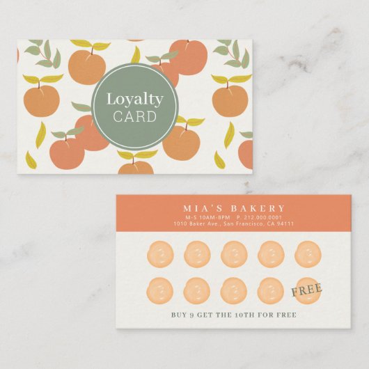 Peach Pattern Cream Loyalty Kaart Visitekaartje (Voorkant / Achterkant)