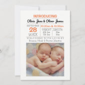 Peach Pattern Foto Baby Aankondiging (Voorkant)