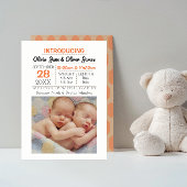 Peach Pattern Foto Baby Aankondiging