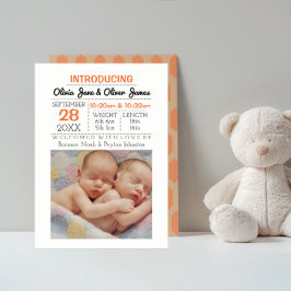 Peach Pattern Foto Baby Aankondiging