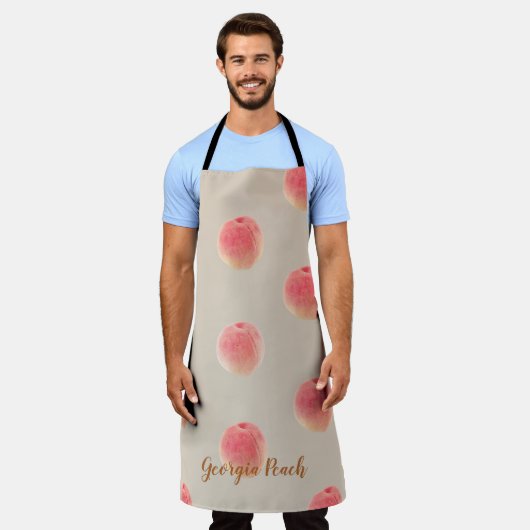 Peach Pattern Kitchen Apron – Peach State Style Schort (Gedragen)