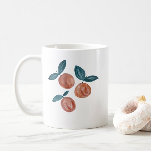 Peach Pattern Painting Coffee Mok (Met donut)