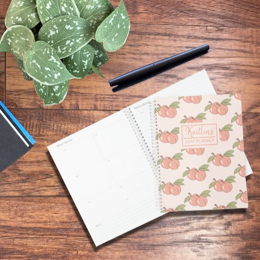  Peach Pattern Personalized Planner