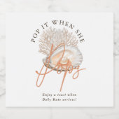 Peach Pearl Seashell Pop het als ze Poppen Sparkling Wijnetiket (Enkel label)