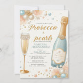 Peach Pearls en Prosecco Vrijgezellenfeest Kaart (Voorkant)
