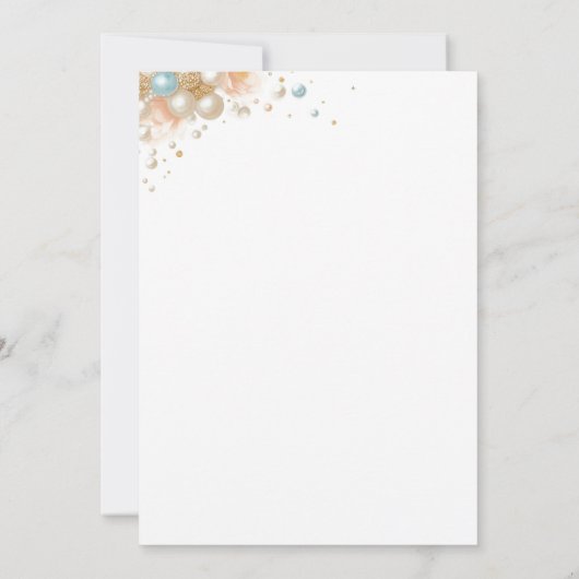 Peach Pearls en Prosecco Vrijgezellenfeest Kaart (Achterkant)