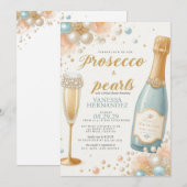 Peach Pearls en Prosecco Vrijgezellenfeest Kaart (Voorkant / Achterkant)