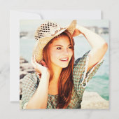 Peach Peonies Afstudeerder Party Kaart (Achterkant)