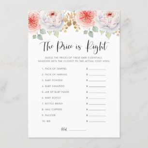 Peach peonies and Gold Leaves raden het prijsspel Informatiekaartje