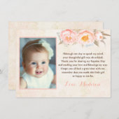 Peach peonies Baptism - Hartelijk dank voor uw mei Bedankkaart (Voorkant / Achterkant)