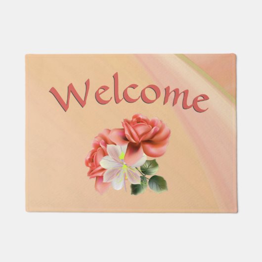 Peach Peonies en Ghost Orchid Deurmat (Voorkant)