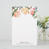 Peach Peonies Personalized Stationery Briefpapier (Staand voorkant)