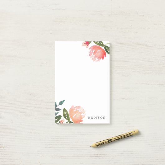 Peach Peonies Post-it® Notes (Op bureau)