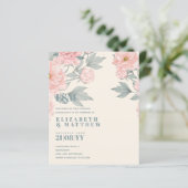 Peach Peonies Sage Floral budget Weddenschap (Staand voorkant)
