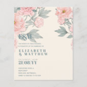 Peach Peonies Sage Floral budget Weddenschap (Voorkant)