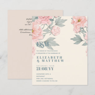 Peach Peonies Sage Floral budget Weddenschap