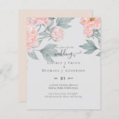 Peach Peonies Sage Floral budget Weddenschap (Voorkant / Achterkant)
