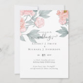Peach Peonies Sage Floral budget Weddenschap (Voorkant)