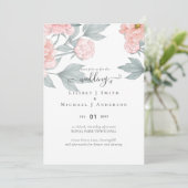 Peach Peonies Sage Floral budget Weddenschap (Staand voorkant)