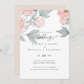 Peach Peonies Sage Floral budget Weddenschap (Voorkant / Achterkant)
