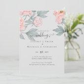 Peach Peonies Sage Floral budget Weddenschap (Staand voorkant)