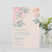 Peach Peonies Sage Floral budget Weddenschap (Staand voorkant)