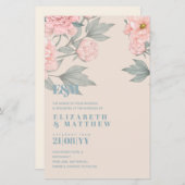 Peach Peonies Sage Floral budget Weddenschap (Voorkant / Achterkant)