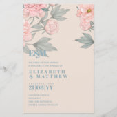 Peach Peonies Sage Floral budget Weddenschap (Voorkant)