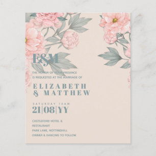 Peach Peonies Sage Floral budget Weddenschap