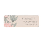 Peach Peonies Sage Floral budget Weddenschap Etiket (Voorkant)