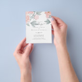 Peach Peonies Sage Floral budget Weddenschap Flyer (Hand)