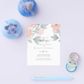 Peach Peonies Sage Floral budget Weddenschap Flyer (Enkel)