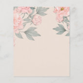 Peach Peonies Sage Floral budget Weddenschap Flyer (Achterkant)