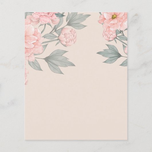 Peach Peonies Sage Floral budget Weddenschap Flyer (Achterkant)