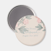 Peach Peonies Sage Floral budget Weddenschap Magneet (Voorkant / Achterkant)