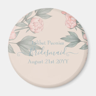 Peach Peonies Sage Floral budget Weddenschap Magneet