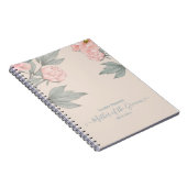 Peach Peonies Sage Floral budget Weddenschap Notitieboek (Rechterzijde)