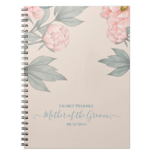 Peach Peonies Sage Floral budget Weddenschap Notitieboek