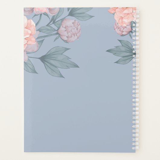 Peach Peonies Sage Floral budget Weddenschap Planner (Achterkant)