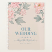 Peach Peonies Sage Floral budget Weddenschap Planner (Voorkant)