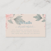 Peach Peonies Sage Floral budget Weddenschap Visitekaartje (Voorkant)
