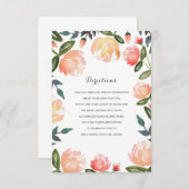 Peach Peonies Wedding Insert Informatiekaartje (Voorkant / Achterkant)