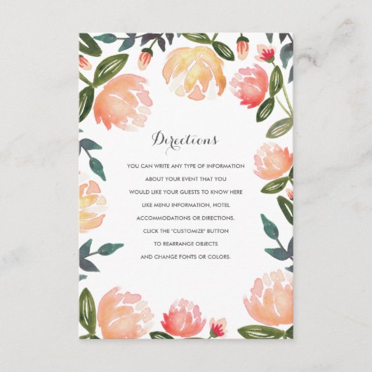 Peach Peonies Wedding Insert Informatiekaartje (Voorkant)