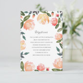 Peach Peonies Wedding Insert Informatiekaartje (Staand voorkant)