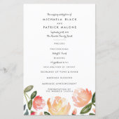 Peach Peonies Wedding Programs (Voorkant)
