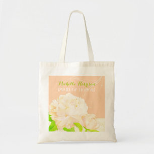 Peach Peony Bridesmaids of Maid of Honor Gift Tote Bag